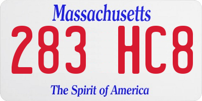 MA license plate 283HC8