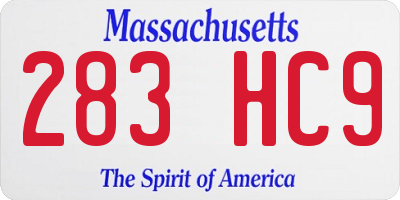 MA license plate 283HC9