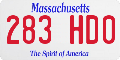 MA license plate 283HD0