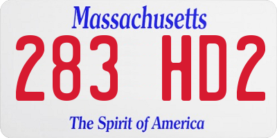 MA license plate 283HD2