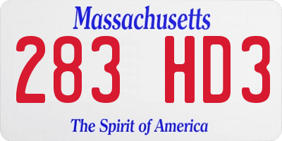 MA license plate 283HD3