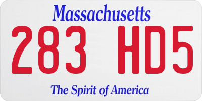 MA license plate 283HD5