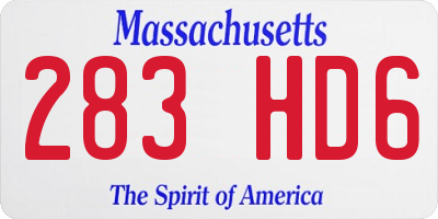 MA license plate 283HD6
