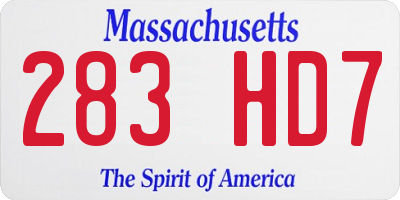 MA license plate 283HD7