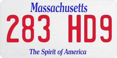 MA license plate 283HD9