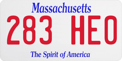 MA license plate 283HE0