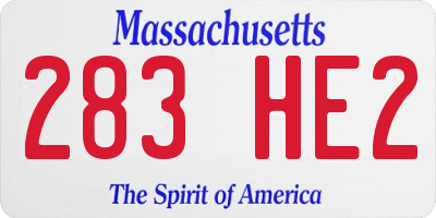 MA license plate 283HE2