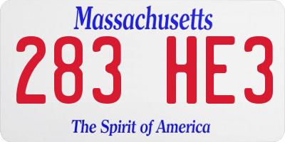 MA license plate 283HE3