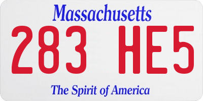 MA license plate 283HE5