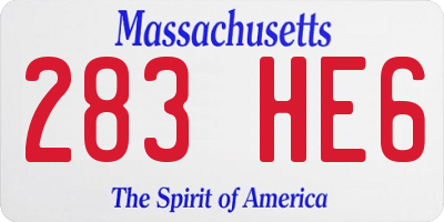 MA license plate 283HE6
