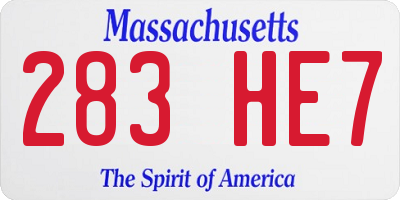 MA license plate 283HE7