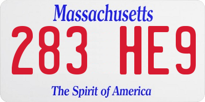 MA license plate 283HE9