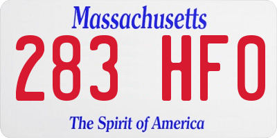 MA license plate 283HF0