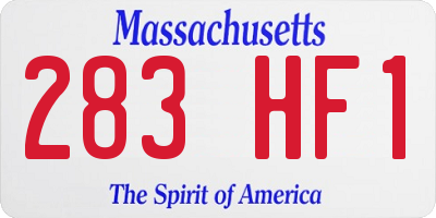 MA license plate 283HF1