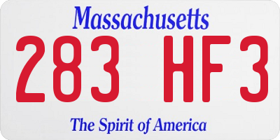 MA license plate 283HF3
