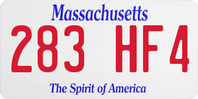 MA license plate 283HF4