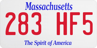 MA license plate 283HF5