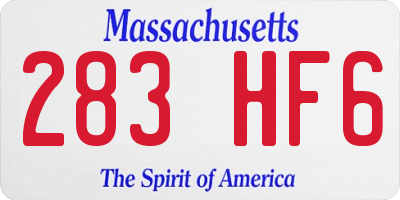 MA license plate 283HF6