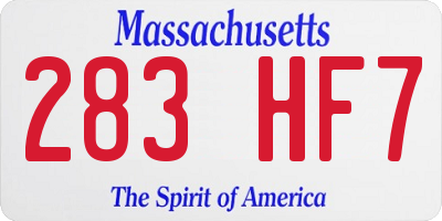 MA license plate 283HF7