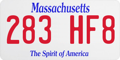 MA license plate 283HF8