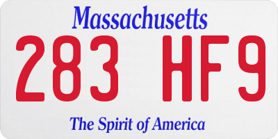 MA license plate 283HF9