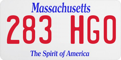 MA license plate 283HG0