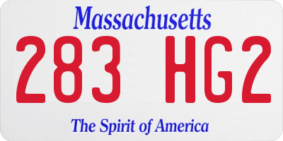 MA license plate 283HG2