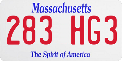 MA license plate 283HG3