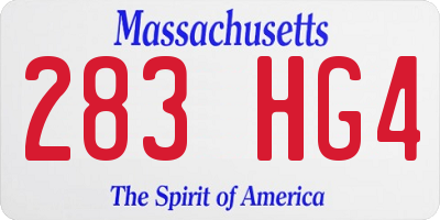 MA license plate 283HG4