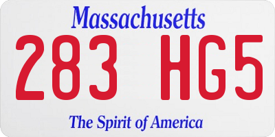 MA license plate 283HG5