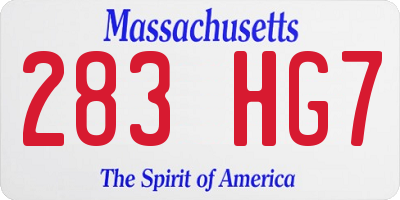 MA license plate 283HG7
