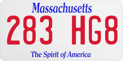 MA license plate 283HG8