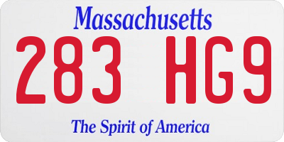 MA license plate 283HG9