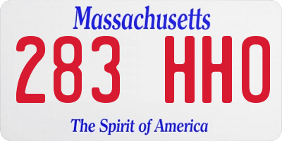 MA license plate 283HH0