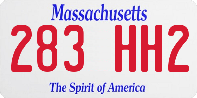 MA license plate 283HH2
