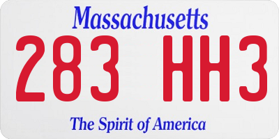 MA license plate 283HH3