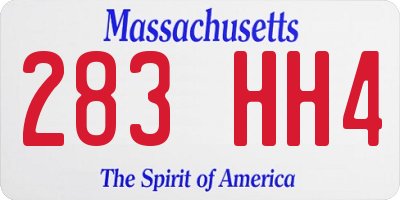 MA license plate 283HH4