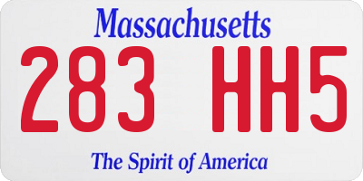 MA license plate 283HH5