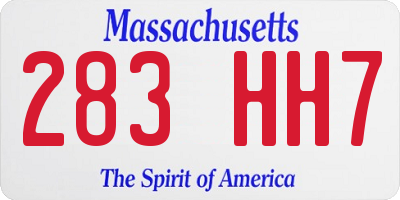 MA license plate 283HH7