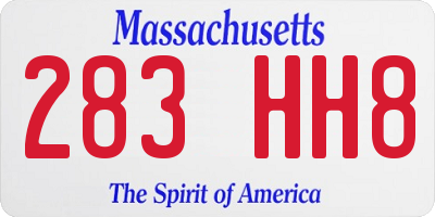 MA license plate 283HH8