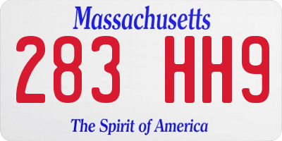MA license plate 283HH9
