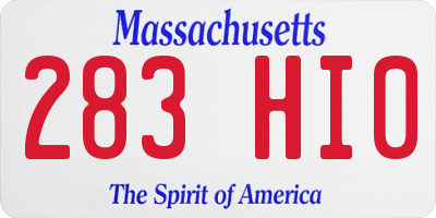 MA license plate 283HI0