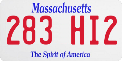 MA license plate 283HI2