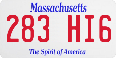 MA license plate 283HI6