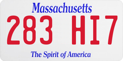 MA license plate 283HI7