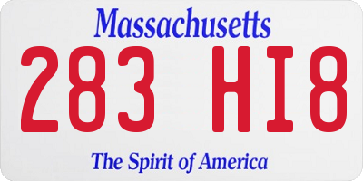 MA license plate 283HI8
