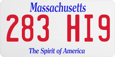 MA license plate 283HI9