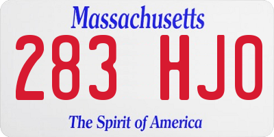 MA license plate 283HJ0