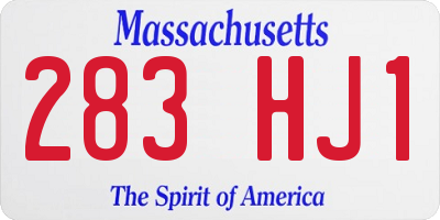 MA license plate 283HJ1
