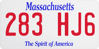 MA license plate 283HJ6